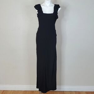 VERA WANG Black Silk Ethereal Glam Maxi Column Dress Size 6